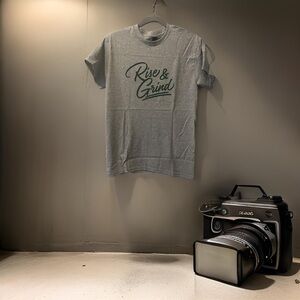 Grey And White “Rise & Grind” T Shirt Small